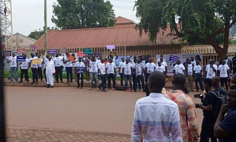Protesters who came with Hamis Kiggundu to the Supreme Court