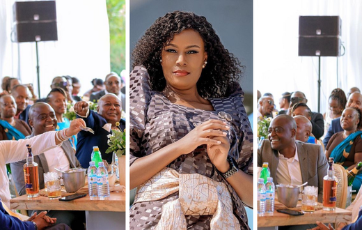Kirumira, Ham, and Sudhir 'race' to give Juliana money at a wedding function/Instagram