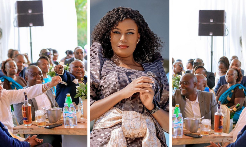 Kirumira, Ham, and Sudhir 'race' to give Juliana money at a wedding function/Instagram