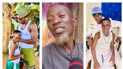 Godfrey Kibuuka (C) claims to be the biological father of Champion Ogudo. He says Alien Skin took away the pre-teen and his two brothers from him