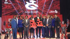 Dr Chris Baryomunsi (C), The Minister of ICT and National Guidance, Airtel Uganda, Managing Director, manoj murali (4th L), Uganda Communications Commission Executive Director, Eng Irene Kaggwa Sewankambo (5th L), tog