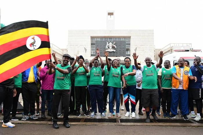 Legislators as they set off for the Parliament Walk against Malaria