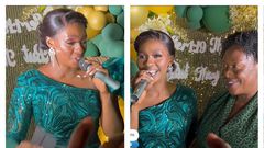 Cindy Sanyu and her mother at the party