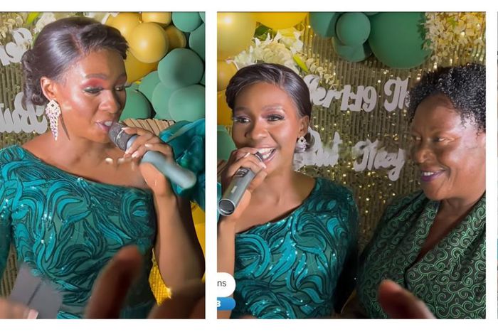 Cindy Sanyu and her mother at the party