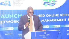 Keynote speaker Hassan Shire giving an address during the event