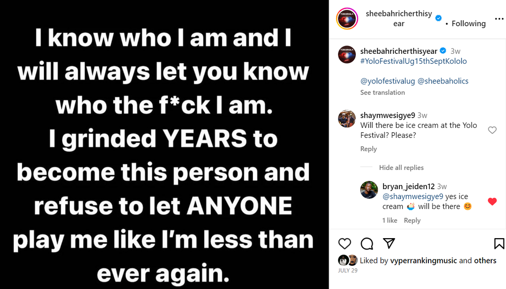 Why Sheebah should bring an ice cream truck to Kololo Airstrip/Instagram