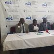 Kirenga (middle) with other officials during the press conference at Jinja City Hall