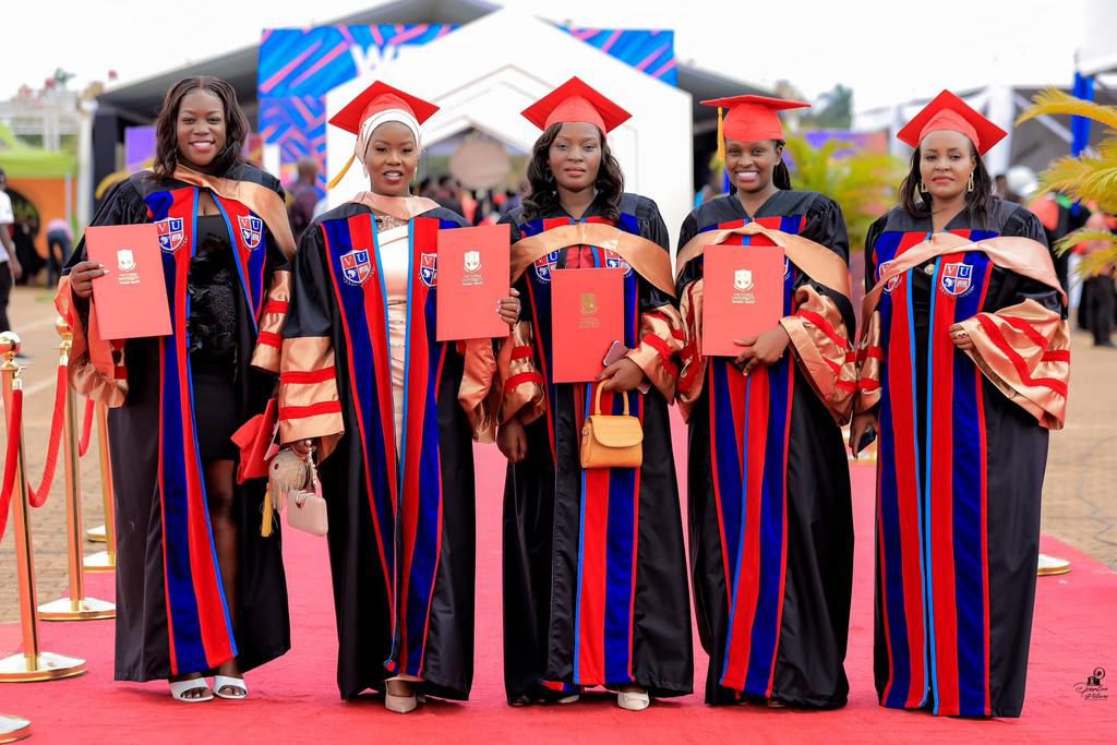 Faridah Nakazibwe and her friends at her graduation