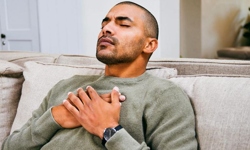 If you're under age 45 and don't have any risk factors for heart disease, your chest pain is more likely due to anxiety or a panic attack.Moyo Studio/Getty Images