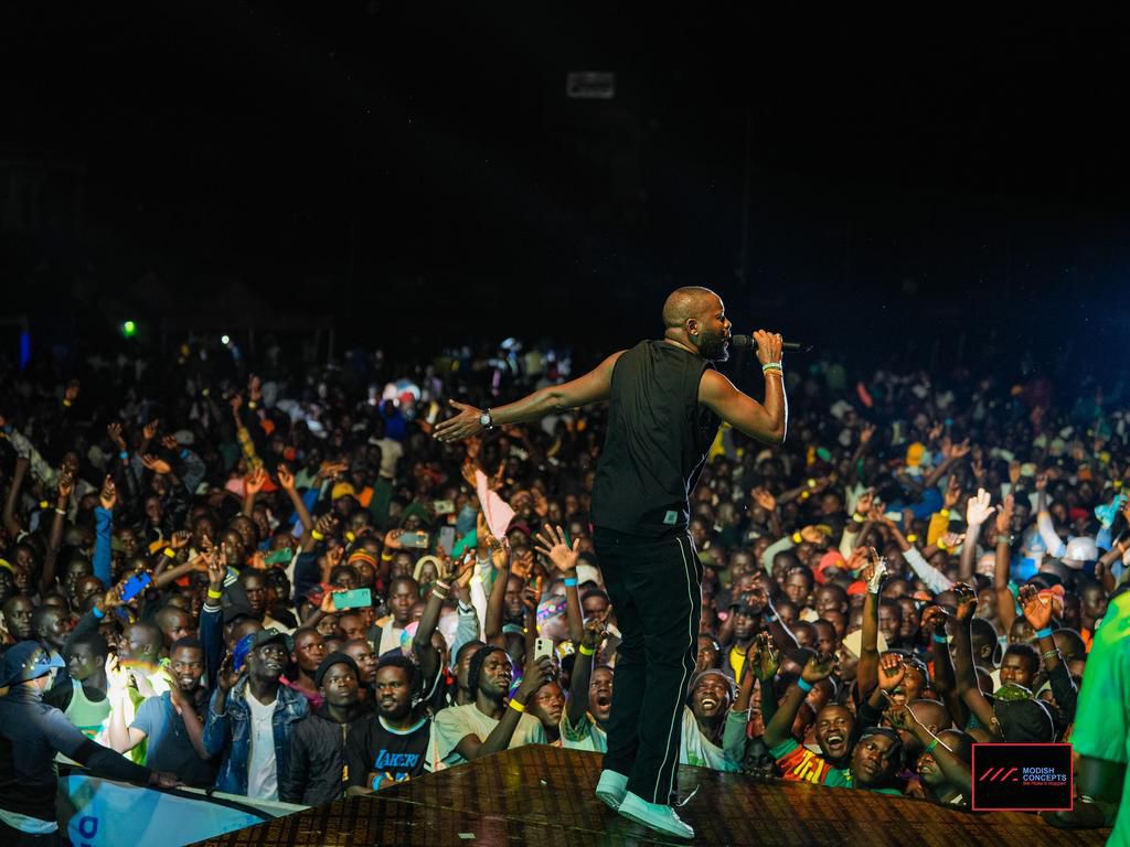 Eddy Kenzo delivering an electrifying performance during the carnival to Gulu revellers