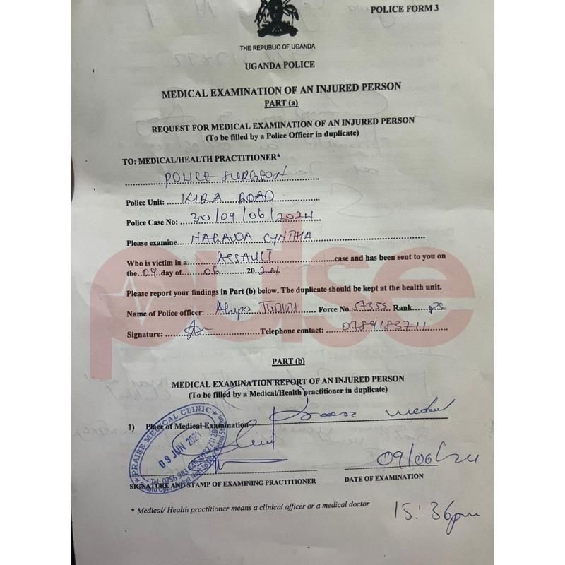 Sincere's medical report