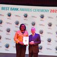 The Bank's General Manager Corporate Communication and Marketing, Ms Beatrice Lugalambi receiving the award in Morocco