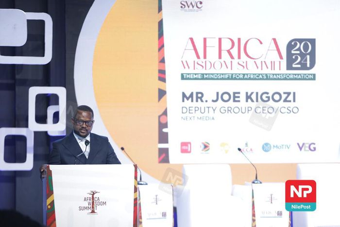 Joe Kigozi, Next Media’s Deputy Group CEO delivering his speech at the Africa Wisdom Summit