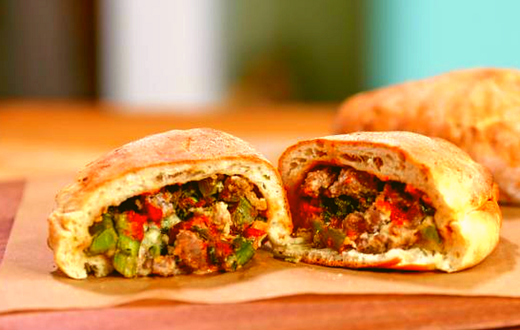 Make simple sausage, broccoli pizza pockets for brunch without kitchen mess
