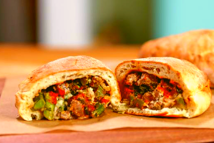 Make simple sausage, broccoli pizza pockets for brunch without kitchen mess
