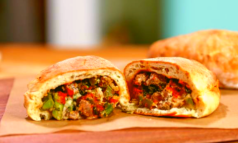 Make simple sausage, broccoli pizza pockets for brunch without kitchen mess