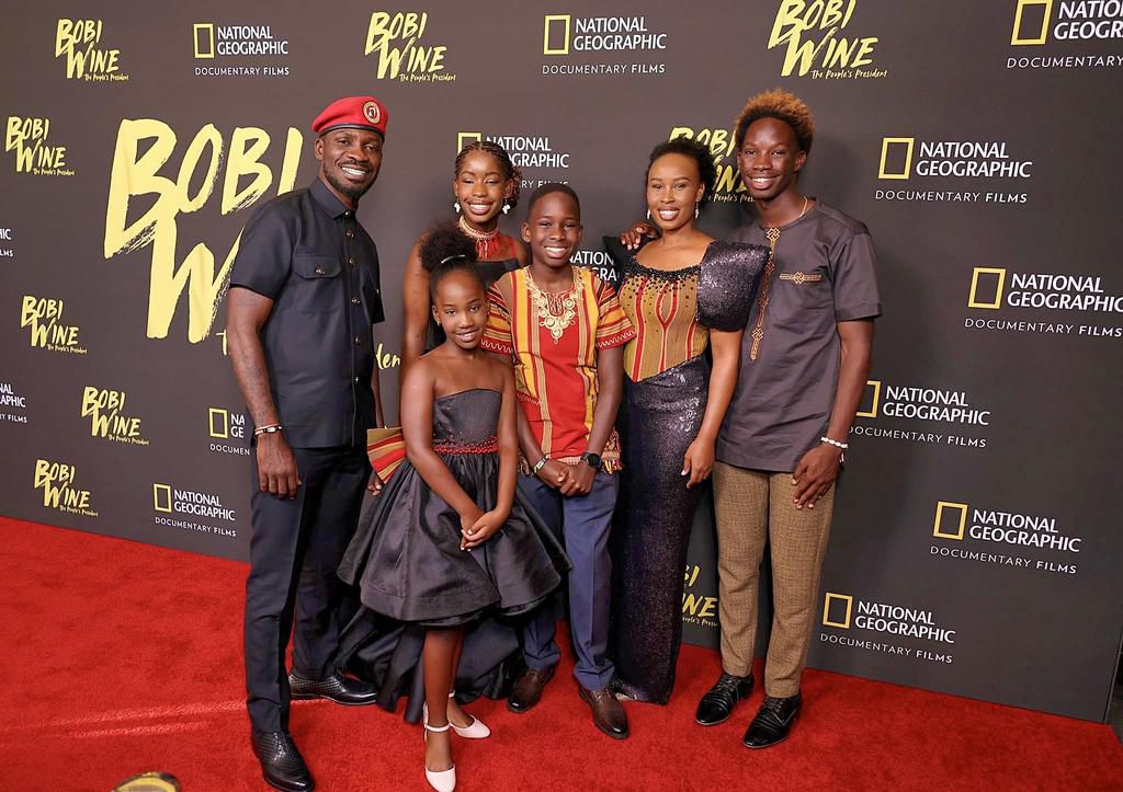 Bobi Wine travelled with his family for the film launch