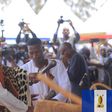 The Kabaka beats the Mujagozo drums as part of the coronation celebrations