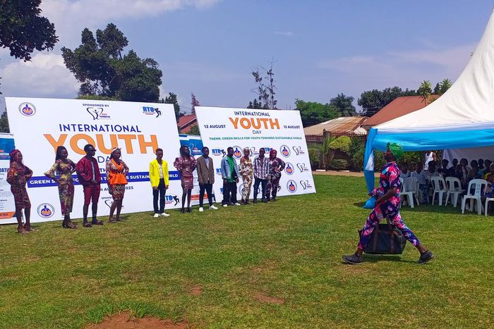 Youth showcasing the fashion prowess at the International Youth Day celebration in Nsambya