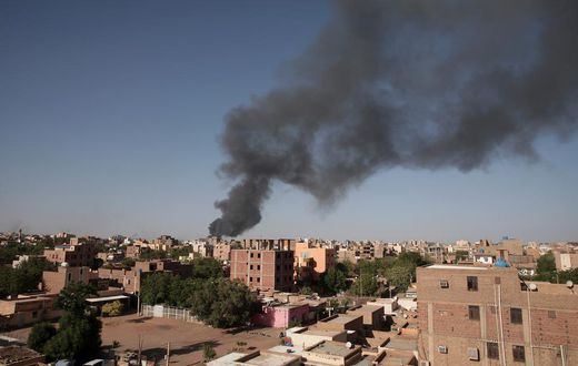 Smoke is seen in Khartoum, Sudan, Wednesday, April 19, 2023.AP Photo/Marwan Ali, File