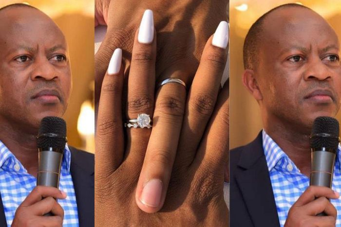 A collage of Frank Gashumba and fingers showing a wedding ring