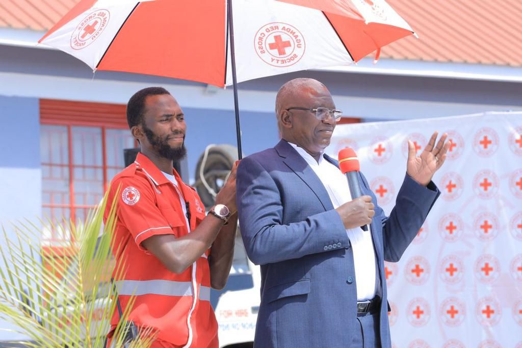 Uganda Red Cross Society, Robert Kwesiga speaking at the groundbreaking