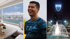 From left: Living room, Cristiano Ronaldo and Saudi's Four Seasons Hotel