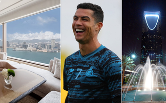 From left: Living room, Cristiano Ronaldo and Saudi's Four Seasons Hotel