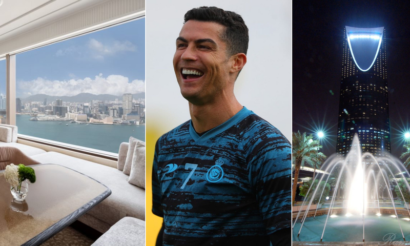 From left: Living room, Cristiano Ronaldo and Saudi's Four Seasons Hotel