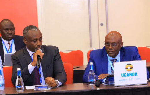 Ambassador Richard Kabonero (right) praised Rwanda for the successful completion of its recent Presidential elections.