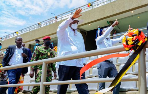 President Yoweri Museveni and business dynamo Hamis Kiggundu, aka Ham, were all smiles at the unveiling of the revamped Nakivubo Stadium