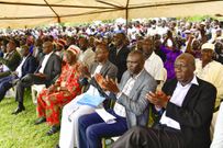 Locals listening to the president