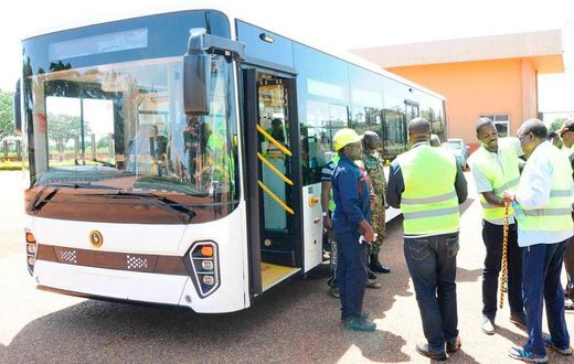 The first prototype of Kiira Motors green mobility solution on view in Nakasongola Air Base, Uganda on November 16, 2019. PHOTO | FELIX MIRINGU