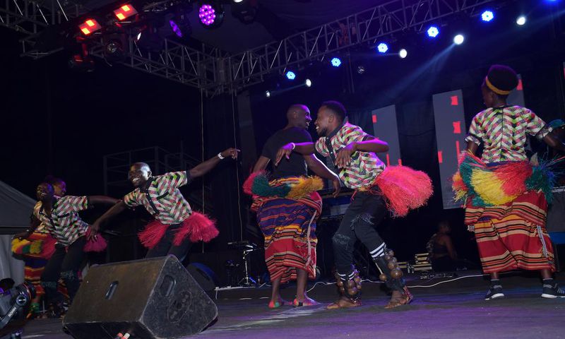 Traditional entertainers at the Kwegonza Avenue