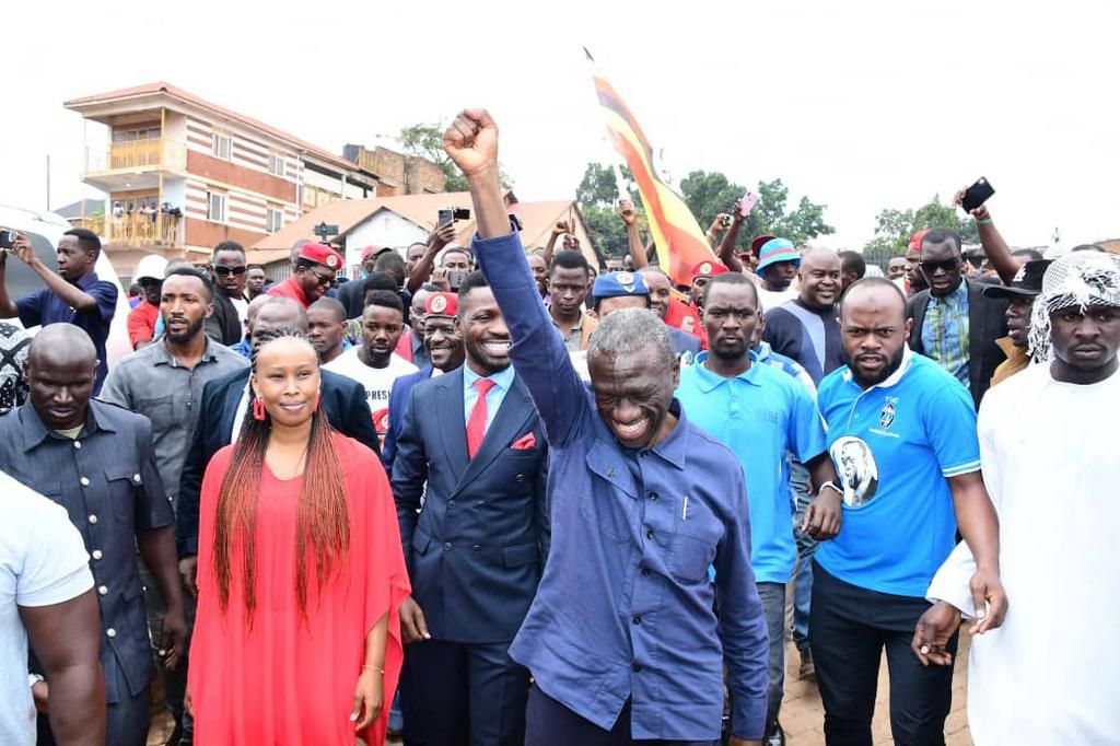 Col Dr Kizza Besigye arriving for the NUP head office launch