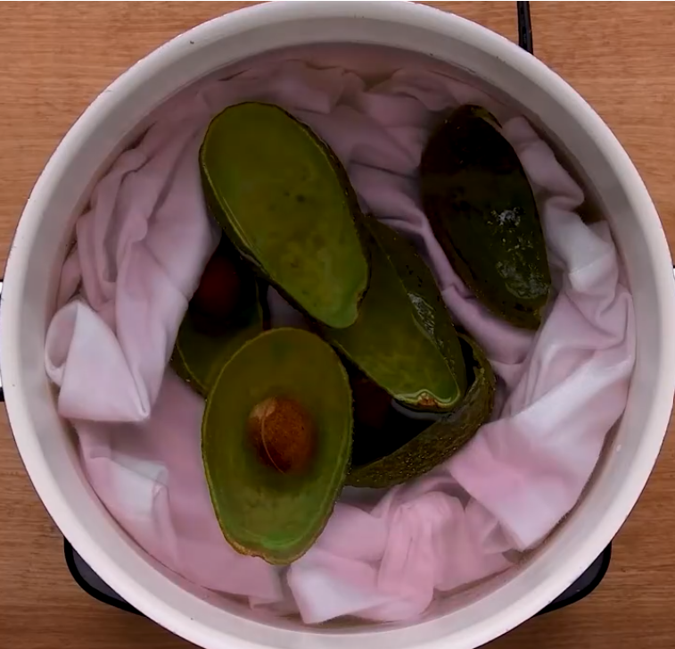 Avocado has an acid called tannin which turns fabric pink or peach