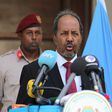 Somalia's new President, Hassan Sheikh Mohamud, speaks during a handover ceremony at the Mogadishu palace on May 23, 2022. (Photo by HASAN ALI ELMI/AFP via Getty Images)