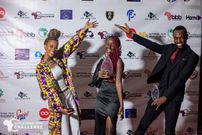 Nduhukire celebrates her win with colleagues at the Africa Monologue Challenge