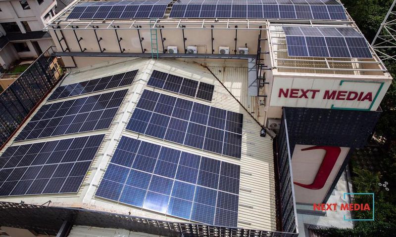 Solar Panels across the Next Media Park buildings
