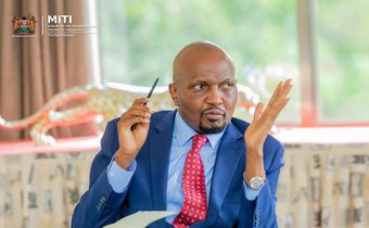 Trade CS Moses Kuria chairs a meeting to discuss the implementation framework  of the 47 County Aggregation and Industrial Parks (CAIPs) on April 13, 2023