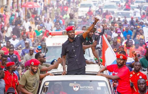Bobi Wine at a rally in Kabale