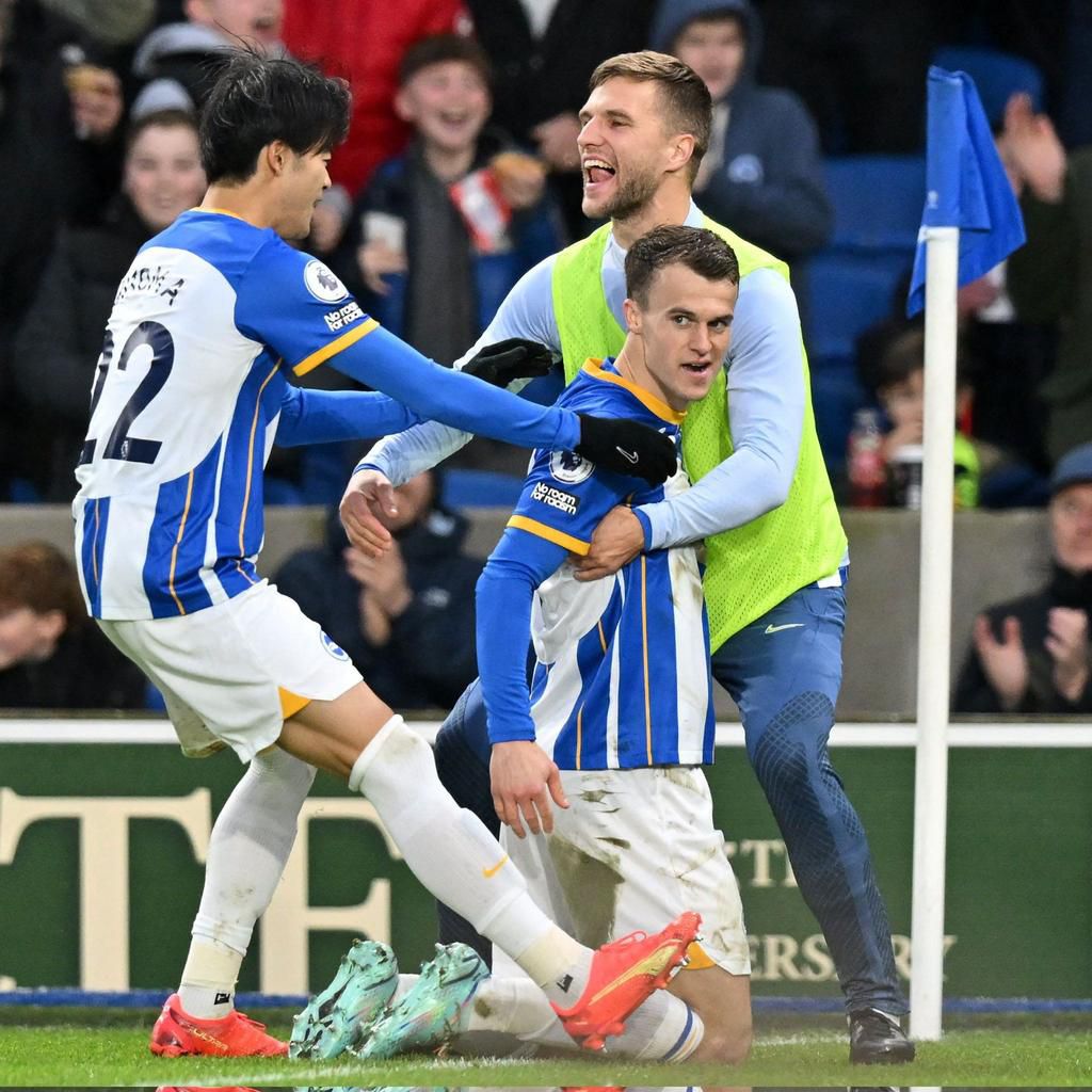 Solly March scored a brace for Brighton against Liverpool