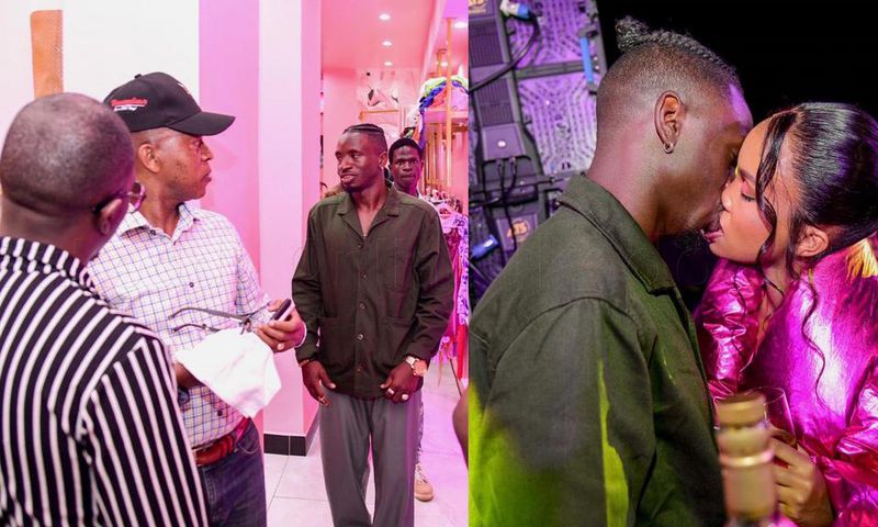 Rickman talking to Frank Gashumba. Rickman kissing Sheilah.