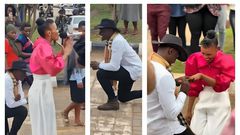 Pastor Onesmus popped the question to his girl friend while she preached on the street
