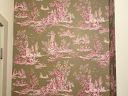 Toile wallpaper is fun and interesting to look at.Photo courtesy of DBF Interiors