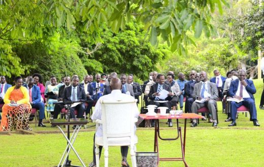President Museveni while meeting MPs