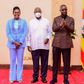 Phiona Nyamutoro and Eddy Kenzo posing with President Yoweri Museveni