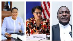 According to Hon Asuman Basalirwa (R) The US Embassy in Kampala Under HE Nalie Brown (C) has cancelled the visa of House Speaker Anita Amiong (L)