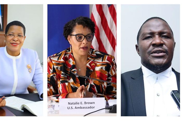 According to Hon Asuman Basalirwa (R) The US Embassy in Kampala Under HE Nalie Brown (C) has cancelled the visa of House Speaker Anita Amiong (L)