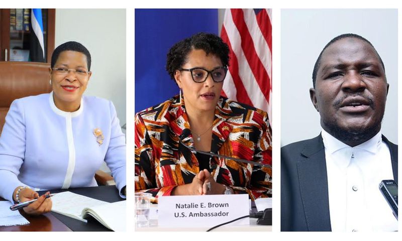 According to Hon Asuman Basalirwa (R) The US Embassy in Kampala Under HE Nalie Brown (C) has cancelled the visa of House Speaker Anita Amiong (L)